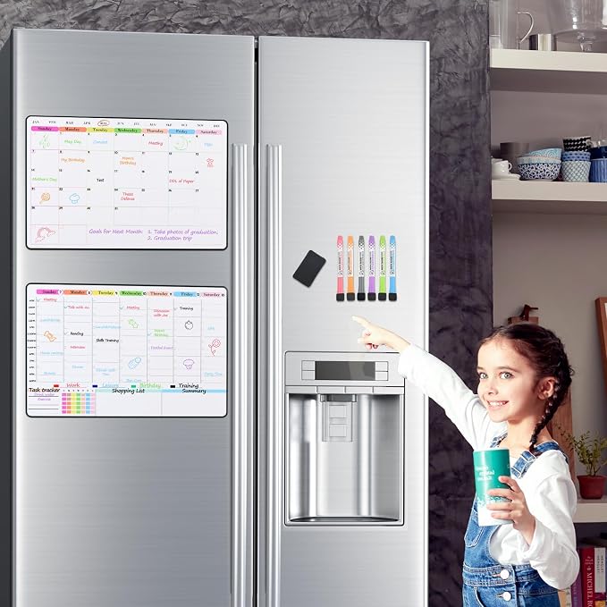 POPRUN Dry Erase Calendar weekly and monthly self adhesive stick on - Image 2