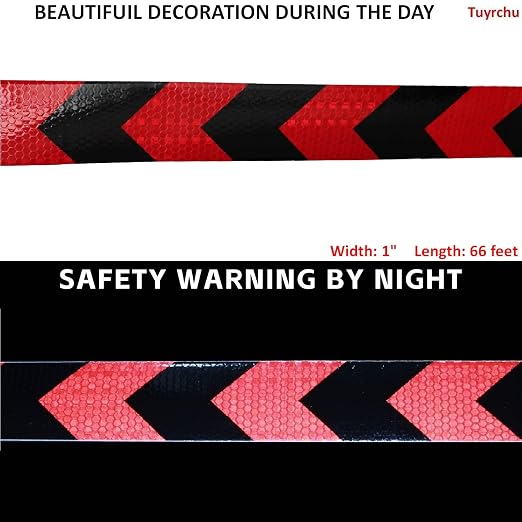 Red and Black Reflective Tape Outdoor Waterproof 1 inch X 66 feet, High - Image 3