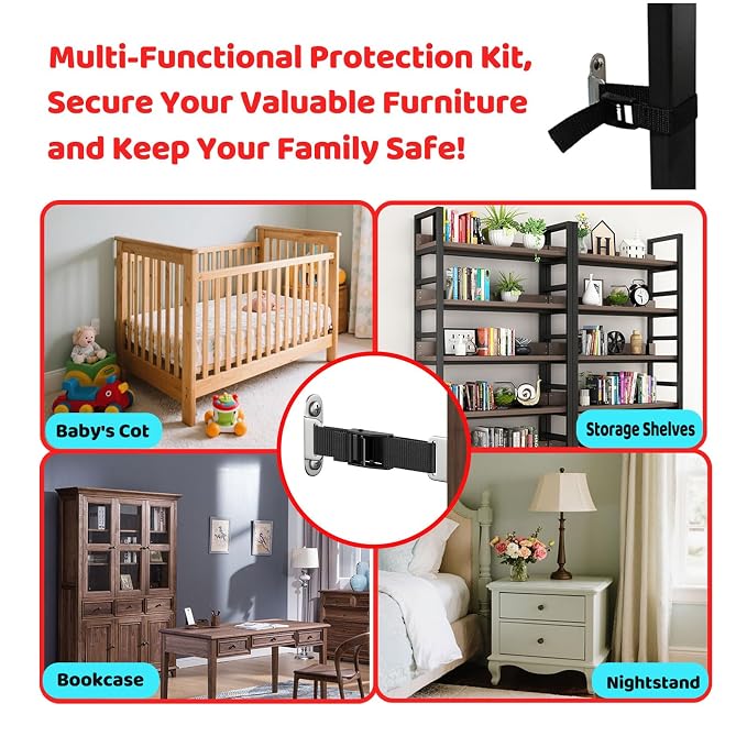 Furniture Anchors for Baby Proofing, Anti Tip Furniture Anchors, Furniture Wall - Image 3
