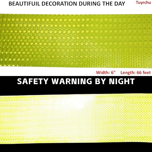 Fluorescent Yellow Reflective Tape Outdoor Waterproof 6 inch, High Visibility - Image 3