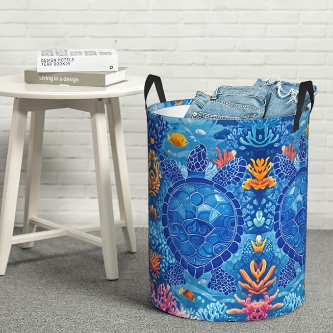 Laundry Basket Turtles Collapsible Large Capacity, 63L Dirty clothes basket - Image 6