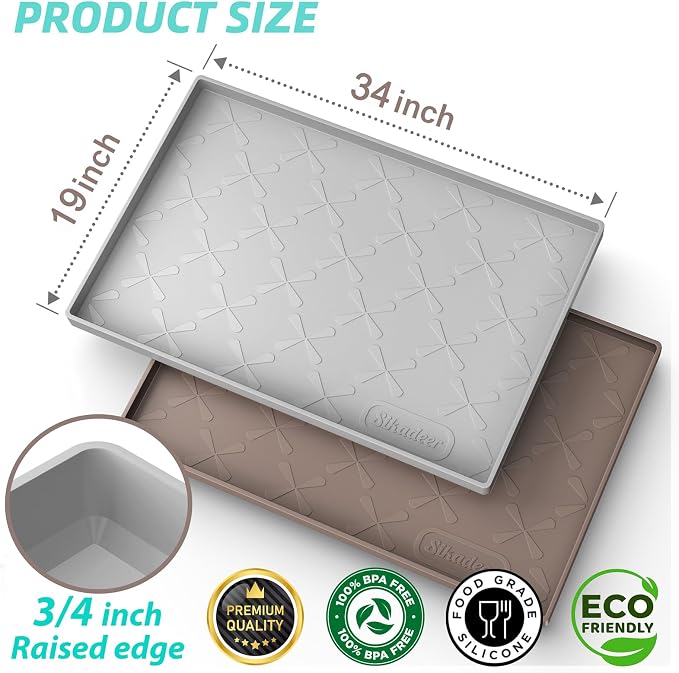 SIKADEER 34" x 19" Under Sink Mat Waterproof, Silicone Mat Kitchen Drawer Shelf - Image 2
