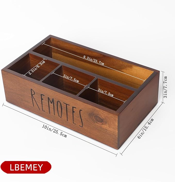 Acacia Wood Remote Control Holder, TV Remote Holder, Remote Organizer - Image 3