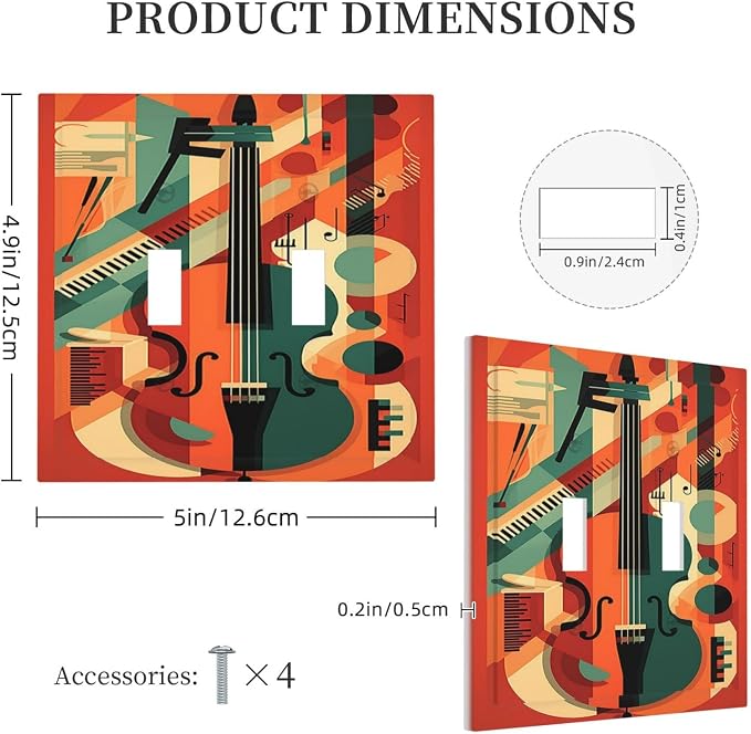 Decorative Switch Plates Violin Abstract Jazz Colorful Painting 2 Gang Double - Image 5