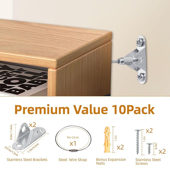 Furniture Anchors 10 Pack for Baby proofing and Furniture Wall Anchor, Wall - Image 3
