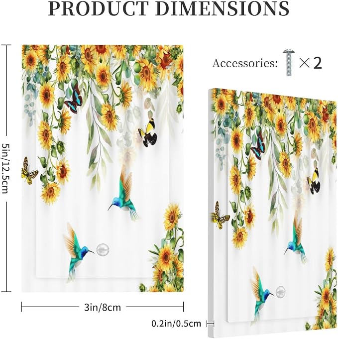 Yellow Sunflower Blue Hummingbird Butterfly 1 Gang No Device Light Switch Cover - Image 5
