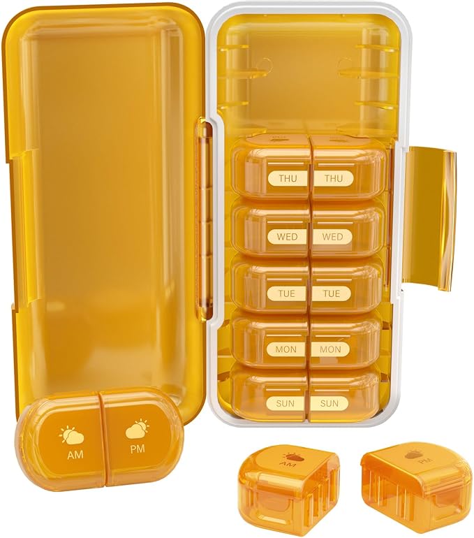 Weekly Pill Organizer 2 Times a Day, Moisture-Proof, Detachable Compartments - Image 8