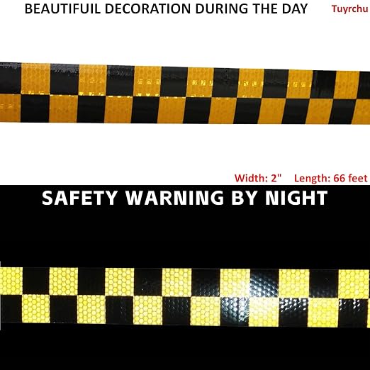 Yellow Black Reflective Tape 2 inch X 66 feet, Outdoor Waterproof Hazard - Image 3