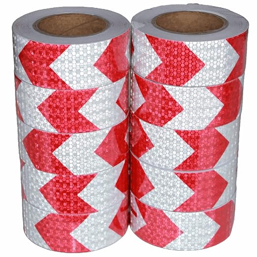 Red and White Reflective Tape 2 inch X 66 feet X 10 Rolls, Outdoor Waterproof by tuyrchu