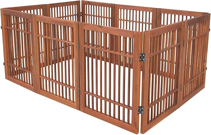 Urnporium Pet Dog Gate Strong and Durable Freestanding Folding Acacia Hardwood - Image 6