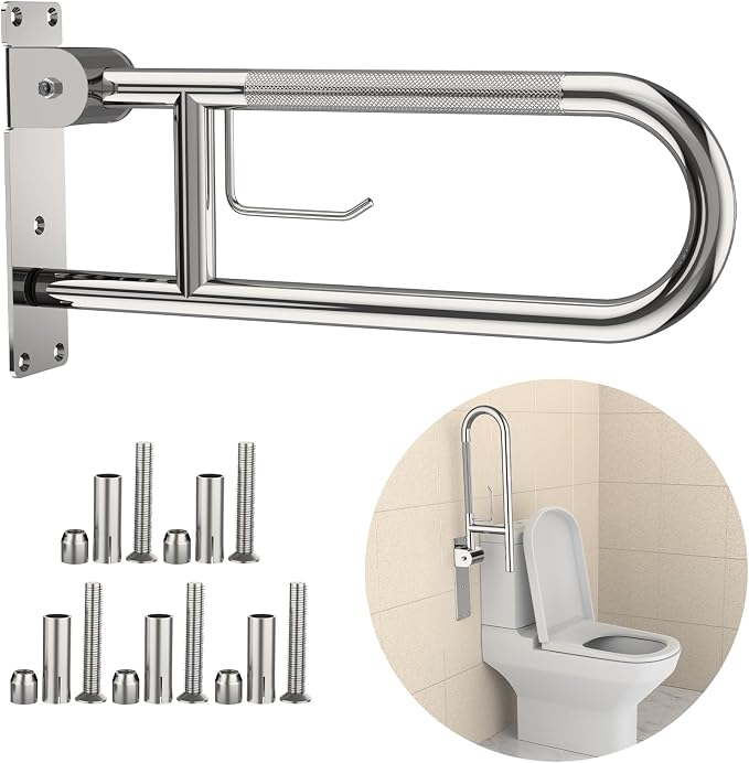 Toilet Grab Bar 22.4 Inch, YuanDe Flip Up Grab Bar by YuanDe