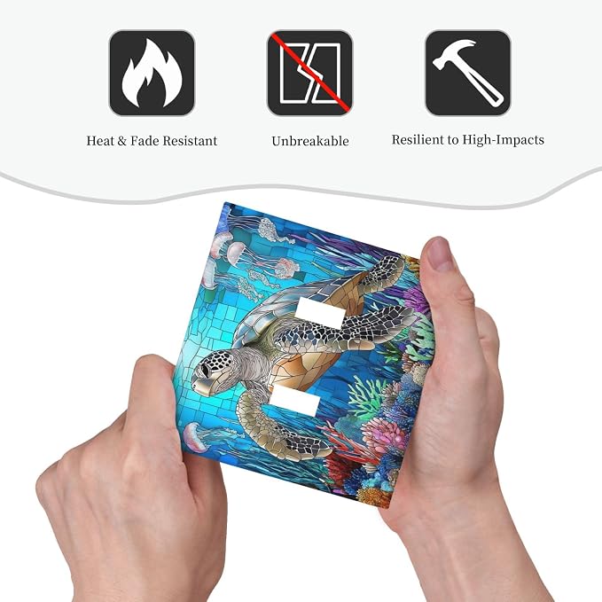 Decorative Switch Plates Nautical Sea Turtle Coral Jellyfish 2 Gang Double - Image 6