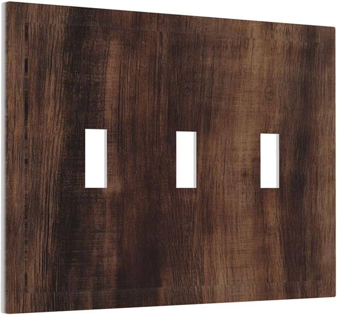 Decorative Switch Plate Covers Rustic Farmhouse Brown Wood Barn Door 3 Gang - Image 2