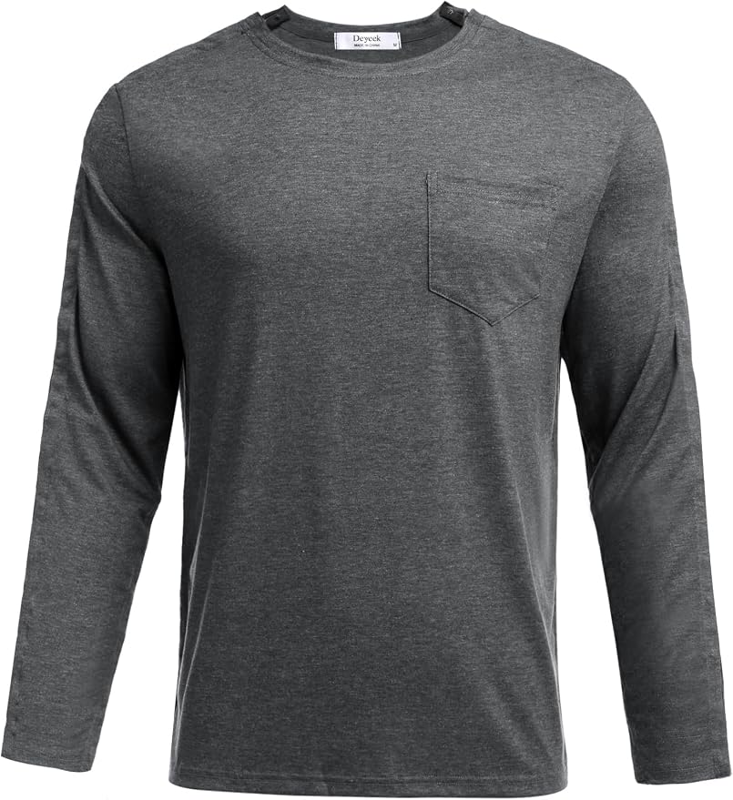 Deyeek Men's Post Shoulder Surgery Recovery Shirts Full Tear Away Long Sleeve - Image 4