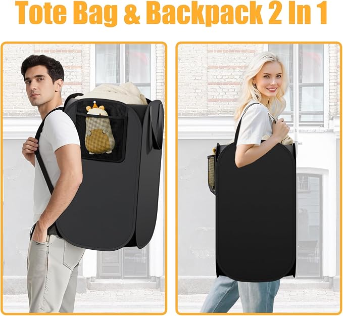 2 Pack Collapsible Backpack Laundry Bag Made by Strong Polyester Oxford Cloth - Field & Grace