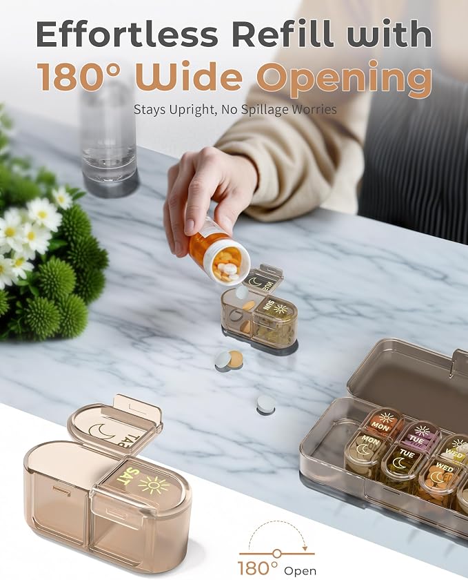 Weekly Pill Organizer 2 Times a Day, 7-Day AM PM Pill Box, Travel Pill Case - Image 7