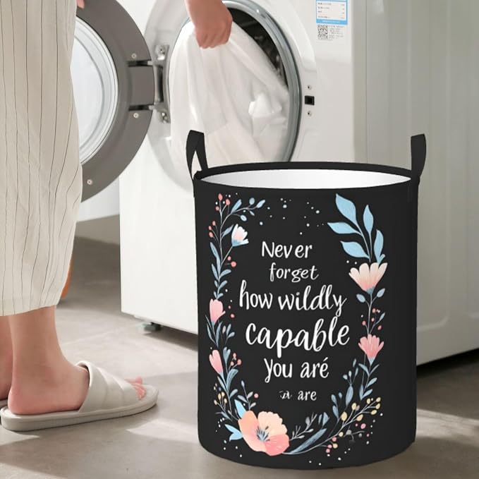 Laundry Basket Encourage Word Collapsible Large Capacity, 63l Dirty Clothes - Image 5