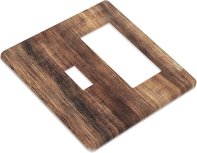 Outlet Covers Vintage Rustic Brown Wood Grain 1 Toggle 1 Rocker Combination - Image 3