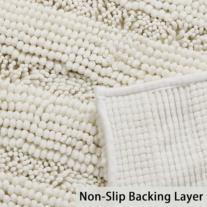 Turquoize Chenille Bath Rugs Shaggy Bathroom Rugs Non Slip Bath Mat - Image 4