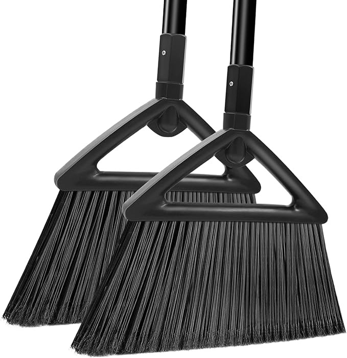 Heavy Duty Broom Outdoor and Indoor, 2 Pack Commercial Angle Brooms by PUTNATRUE