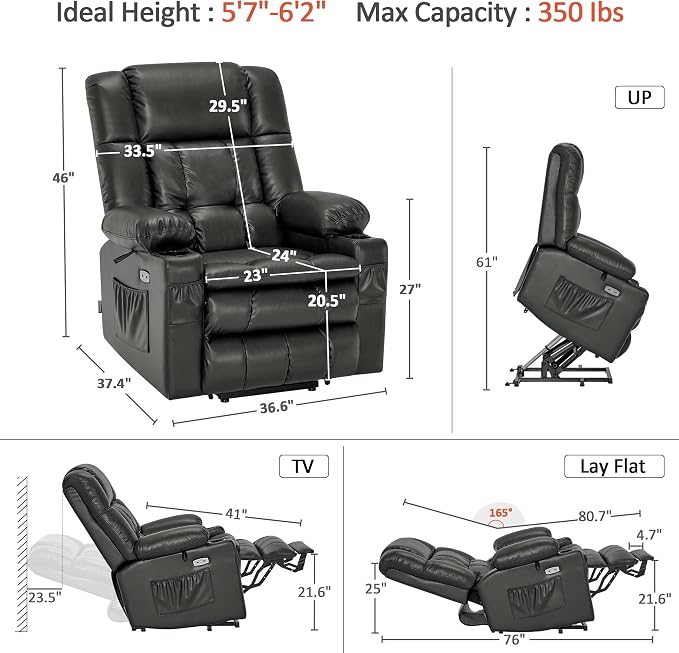 MCombo Dual Motor Large Power Lift Recliner Chair - Image 2