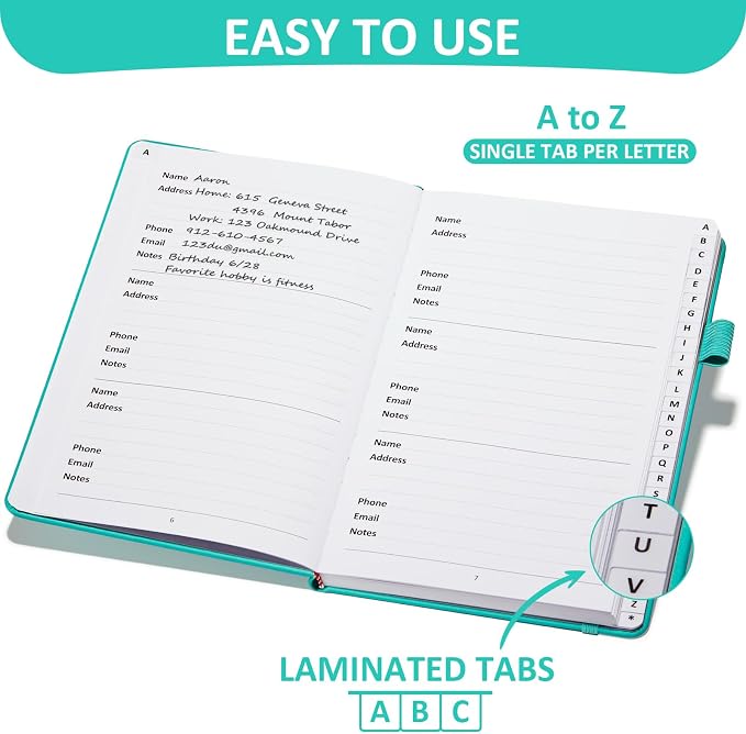 Address Book with Individual Alphabetical Tabs Laminated, Large Print Address - Image 2