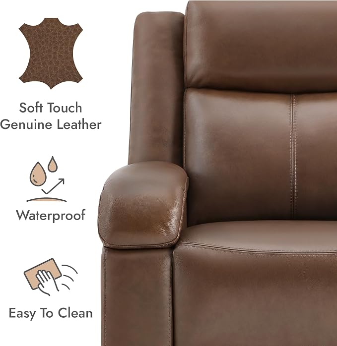 Watson & Whitely Genuine Leather Power Recliner Chairs - Image 6