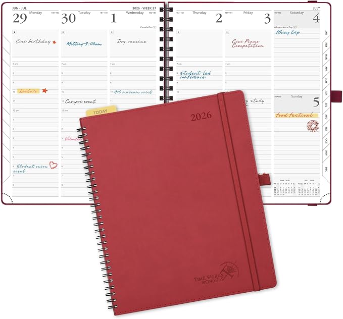 POPRUN 2026 Planner with Hourly Schedule, Vertical Layout by POPRUN
