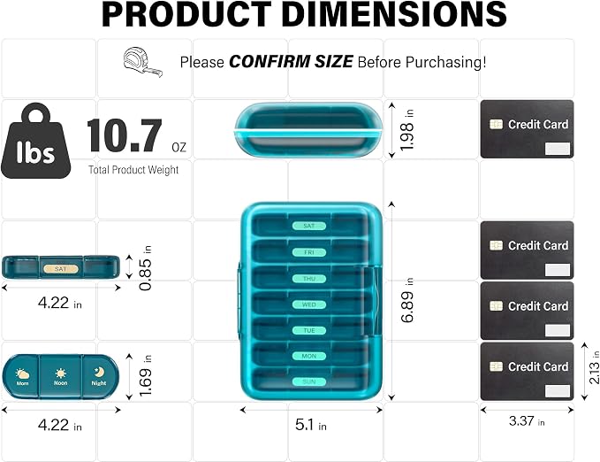 Weekly Pill Organizer 3X a Day, 7 Day Pill Box 3 Times, Portable - Image 6