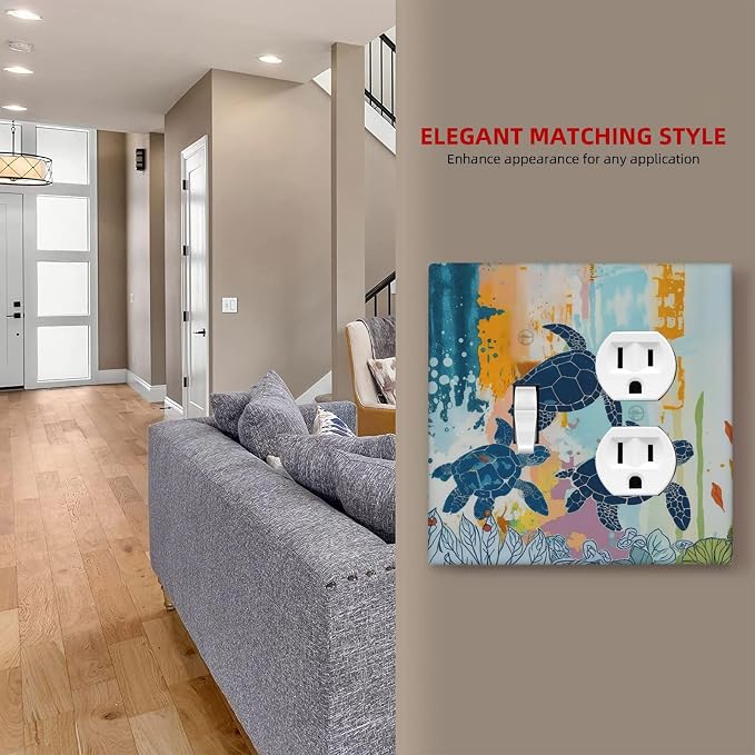 Wallplates Colorful Ocean Sea Turtle Marine Life 1 Toggle 1 Duplex Switch Plate - Image 7