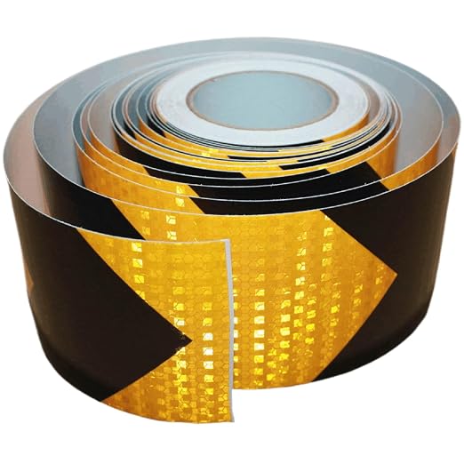 Yellow and Black Reflective Tape 4 inch X 166 feet, Outdoor Waterproof Hazard by tuyrchu