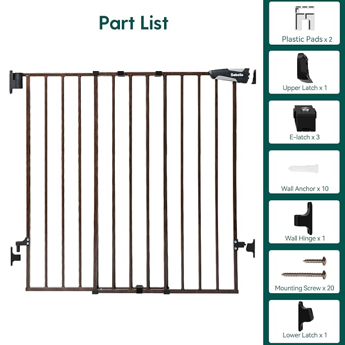 Babelio Baby Gate for Stairs & Doorways, 26-43" W 28" H No Bottom Bar| Easy - Image 6
