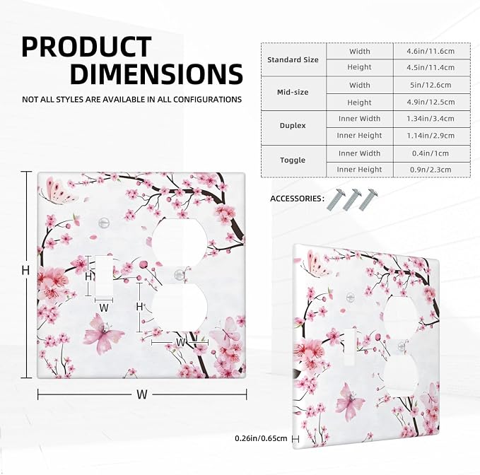Cherry Floral Watercolor Pink Flowers Butterfly Wallplates 1 Toggle 1 Duplex - Image 5