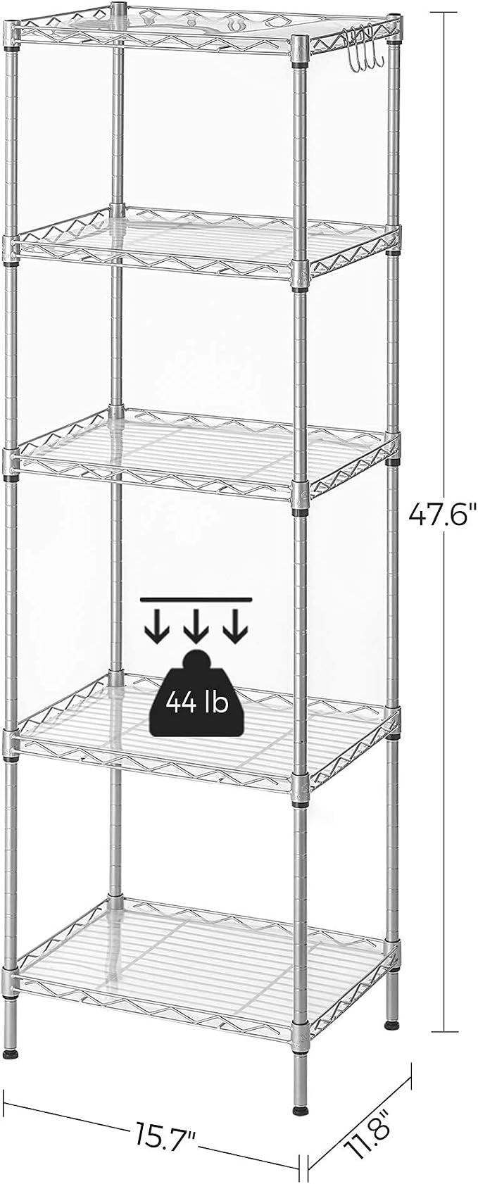 SONGMICS 5-Tier Storage Shelves, Wire Shelving Unit, Kitchen Metal Shelves - Image 3