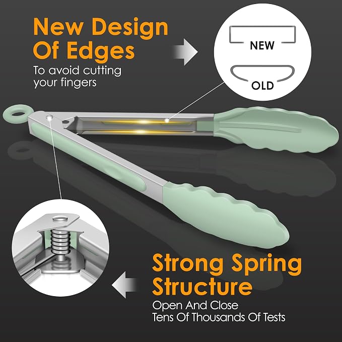 Hotec Silicone Kitchen Tongs for Cooking 9-Inch Serving Tongs - Image 6