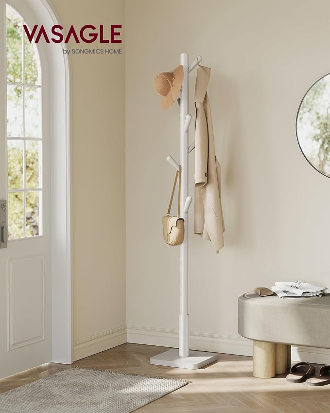VASAGLE Solid Wood Coat Rack, Free Standing Hall Coat Tree - Image 2