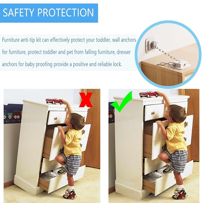 YEYA Upgraded Anti-Tip No Drill Furniture Anchor - Image 4