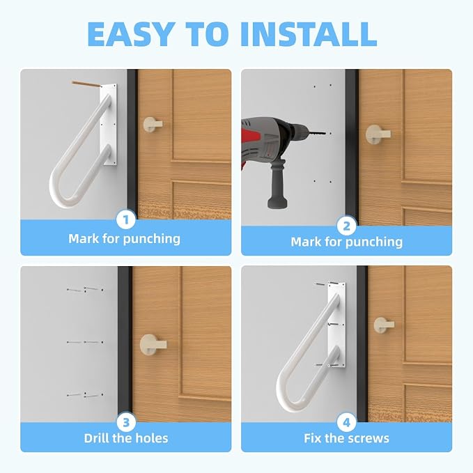 Handrails for Outdoor Steps Wall Mount, Railings for 1-2 Steps, U-Shaped - Image 3