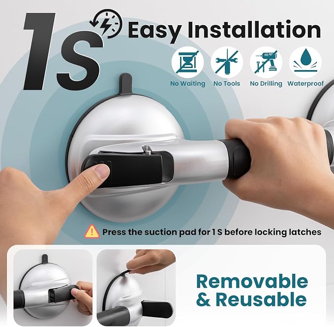 TAILI Grab Bars for Bathtubs and Showers, Shower Handles for Elderly Suction - Image 8