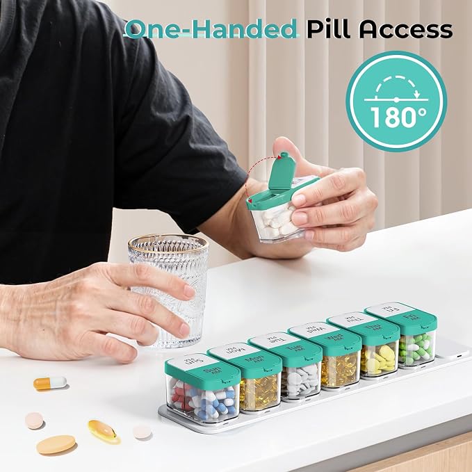 Odaro Extra Large Weekly Pill Organizer 2 Times A Day, Pill Box 7 Day Am Pm to - Image 7