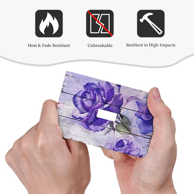 Light Switch Cover Purple Rose Flower Rustic Wood Plank 1 Gang Wall Plate Cover - Image 6