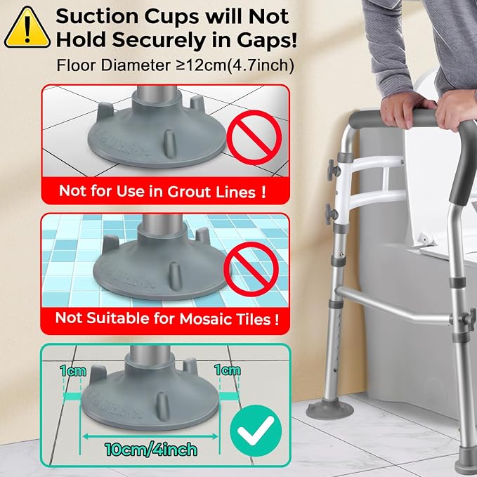Toilet Safety Rails for Seniors, Adjustable Toilet Safety Frame Handles Fits - Image 8