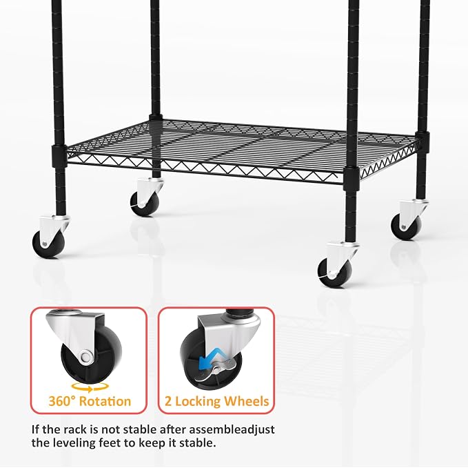4 Tier Storage Shelves with Wheels, Heavy Duty Metal Garage Shelving Unit and - Image 5