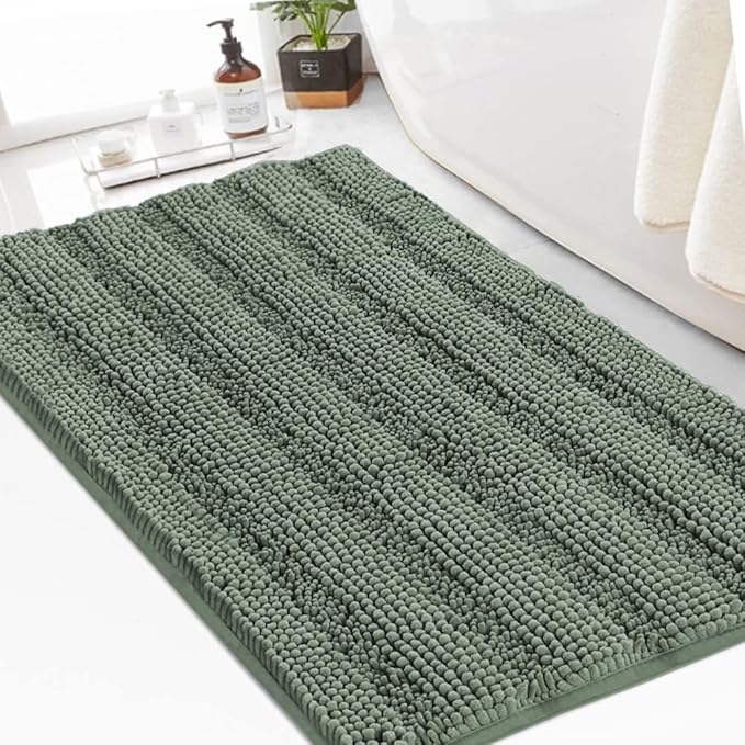 Turquoize Chenille Bath Rugs Shaggy Bathroom Rugs Non Slip Bath Mat by Turquoize