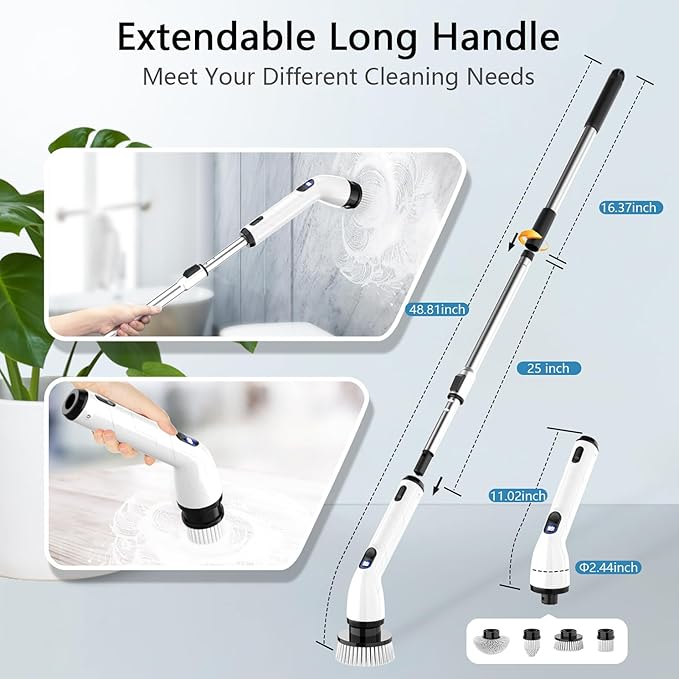 TUYU Electric Spin Scrubber, Full-Body IPX7 Waterproof Bathroom Scrubber - Field & Grace