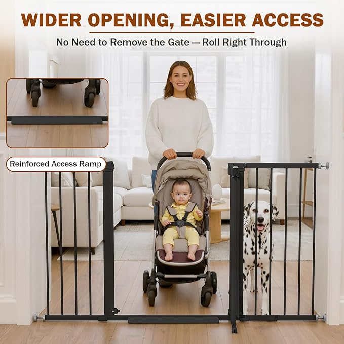 Mumeasy 29.7-57" Extra Wide Baby Gate, Auto Close Large Dog Gate - Image 4