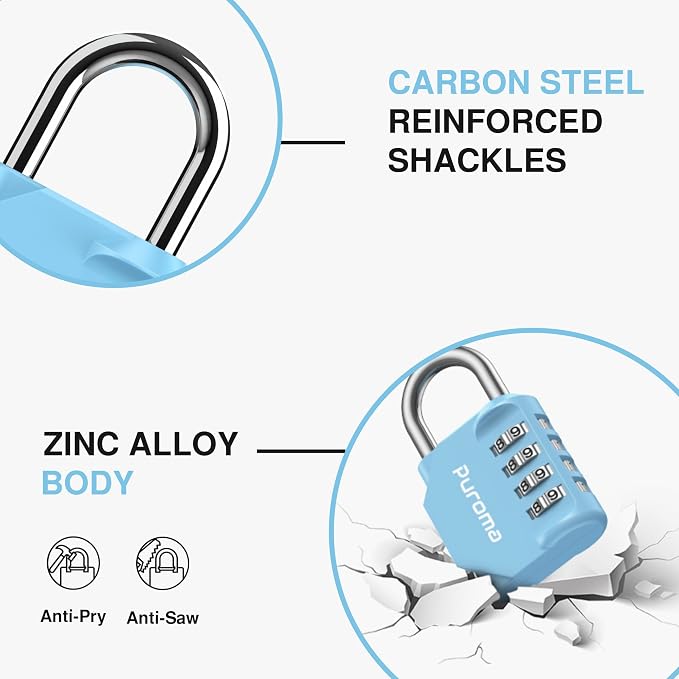 Puroma 2 Pack Combination Lock for Locker 4 Digit Outdoor Waterproof Padlock - Image 5