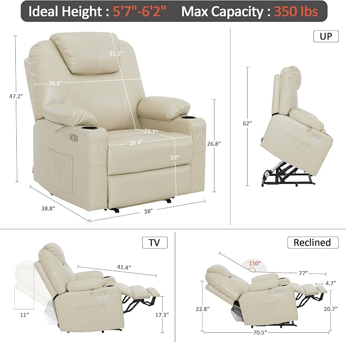 MCombo Oversized Power Lift Recliner Chair - Image 3