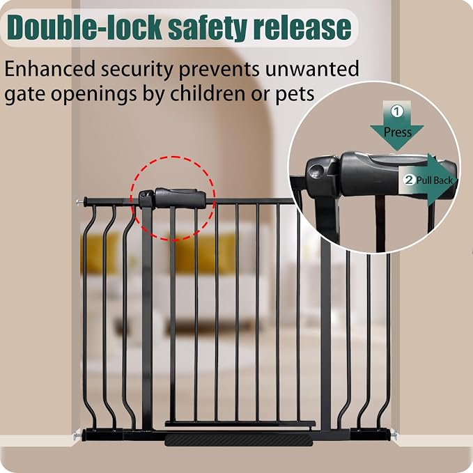 76.3-81 Inch Extra Wide Baby Gate, Pressure Mounted No Drill, Extra Wide Safety - Image 4