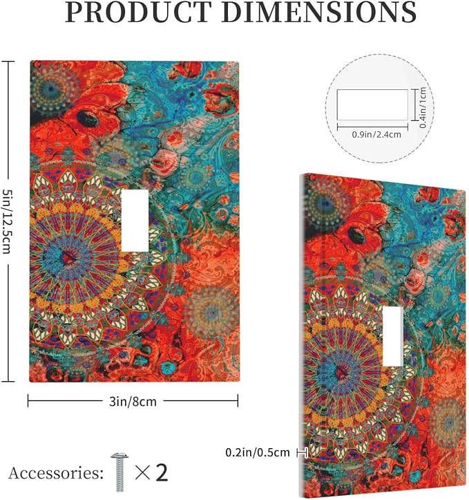 Light Switch Cover Abstract Mandala Flowers 1 Gang Wall Plate Cover Vintage - Image 5